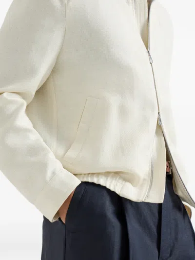 Brunello Cucinelli Outerwear Jacket With Stand Collar In White