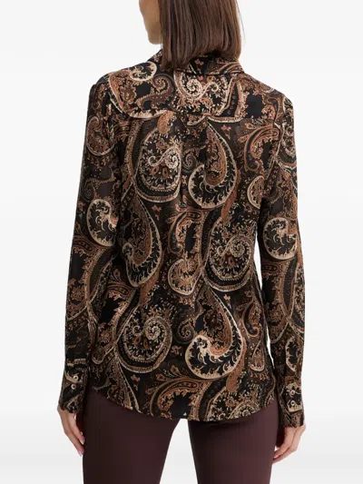 Guess Usa Clarisse Paisley-pattern Buttoned Shirt In Brown