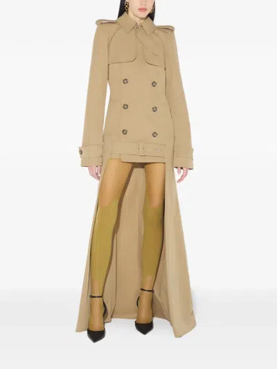 Jean Paul Gaultier Buttoned Belted Trench Coat In Brown