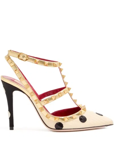 Valentino Rockstud Sequin-embroidered Heeled Pumps In Multi