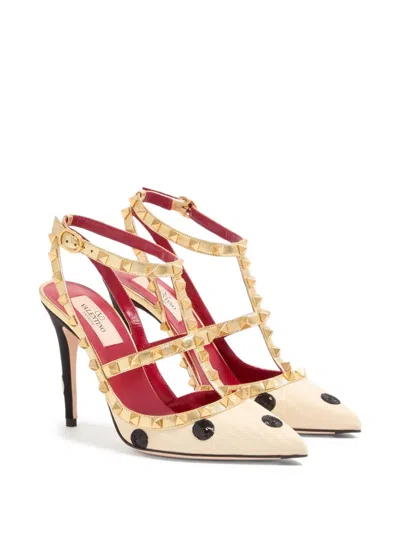 Valentino Rockstud Sequin-embroidered Heeled Pumps In Multi