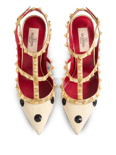 Valentino Rockstud Sequin-embroidered Heeled Pumps In Multi