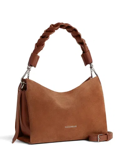 Coccinelle Small Boheme Braided-handle Shoulder Bag In Brown
