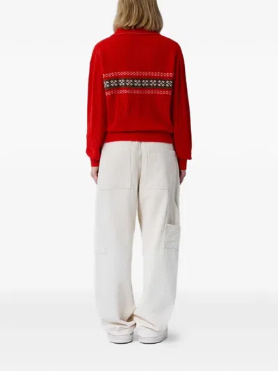 Guest In Residence Cable Collegiate Fair Isle Cable-knit Wool And Cashmere-blend Polo Sweater In Red