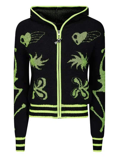 Chopova Lowena Neon Cartoon-graphics Hoodie In Black