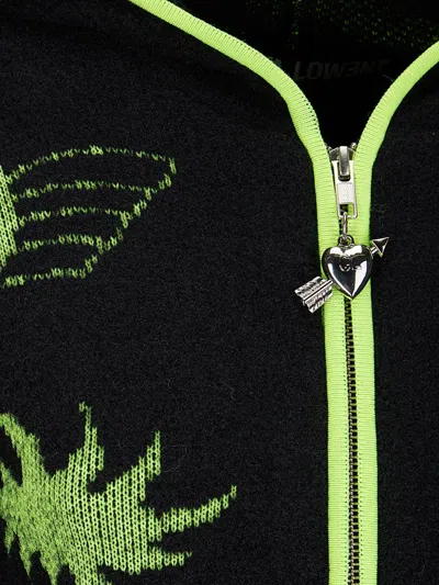 Chopova Lowena Neon Cartoon-graphics Hoodie In Black