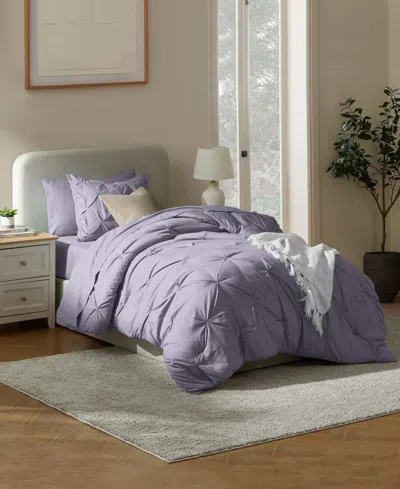 Nestl Luxury Soft Pinch Pleat 5-pc. Comforter Set, Twin Xl In Purple
