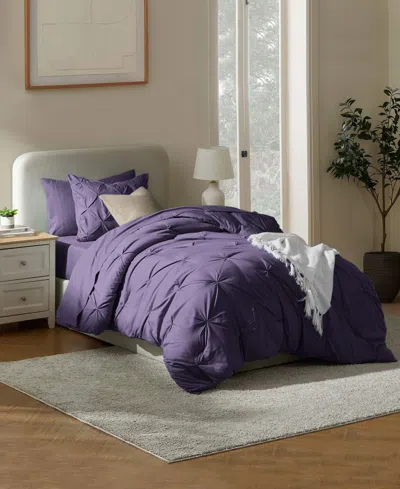 Nestl Luxury Soft Pinch Pleat 5-pc. Comforter Set, Twin Xl In Purple