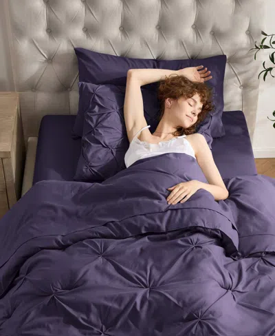 Nestl Luxury Soft Pinch Pleat 5-pc. Comforter Set, Twin Xl In Purple