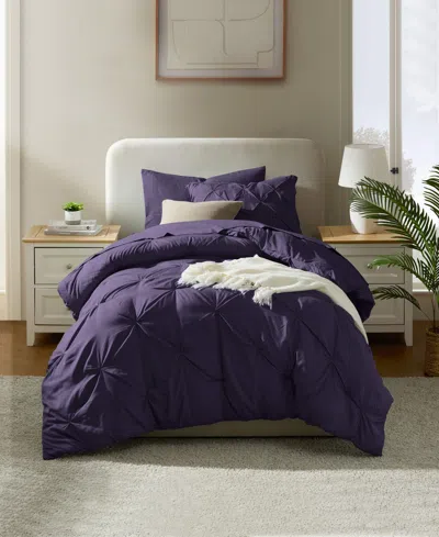 Nestl Luxury Soft Pinch Pleat 5-pc. Comforter Set, Twin Xl In Purple