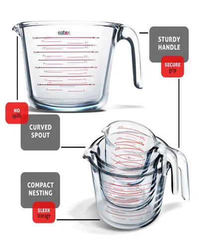 Nestl Borosilicate 3-pc. Liquid Measuring Cup Set In Transparent