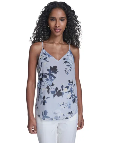 Calvin Klein Women's Printed Metallic Dot Camisole Top In Blue