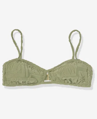 Volcom Juniors' Palmcation Bandeau Neck Swim Top In Green