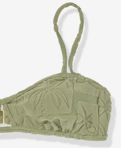 Volcom Juniors' Palmcation Bandeau Neck Swim Top In Green