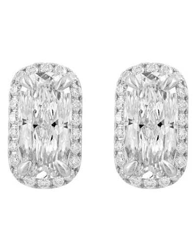 Effy Collection Certified Lab Grown Cushion Cut Diamond Stud Earrings (1 3/4 Ct. T.w.) In 14k White Gold In Silver