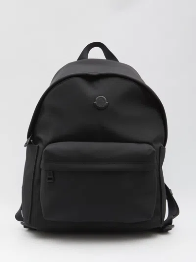 Moncler Pierrick Nylon Backpack Large Front Pocket In Black