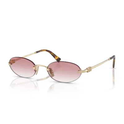 Miu Miu Womens Gold Mu A54s Oval-frame Metal Sunglasses In Neutral