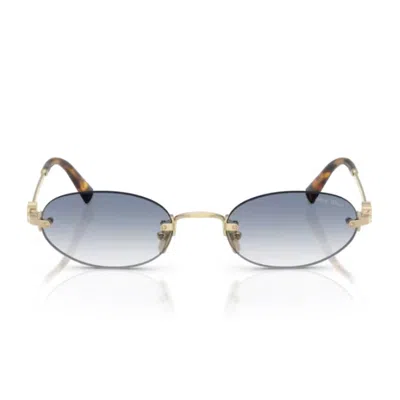 Miu Miu Logo Metal Oval Sunglasses In Gold