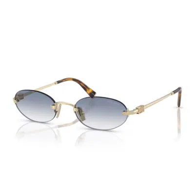 Miu Miu Logo Metal Oval Sunglasses In Gold