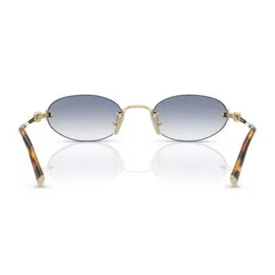 Miu Miu Logo Metal Oval Sunglasses In Gold