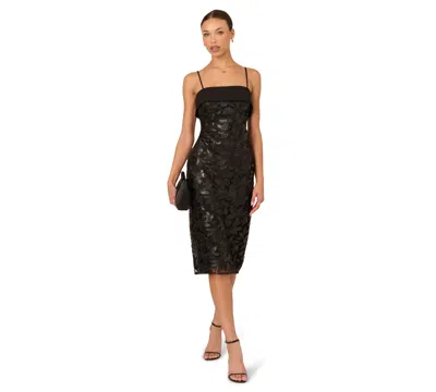 Adrianna Women's Pleather Lace Detail Midi Dress In Black