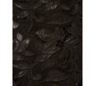 Adrianna Women's Pleather Lace Detail Midi Dress In Black