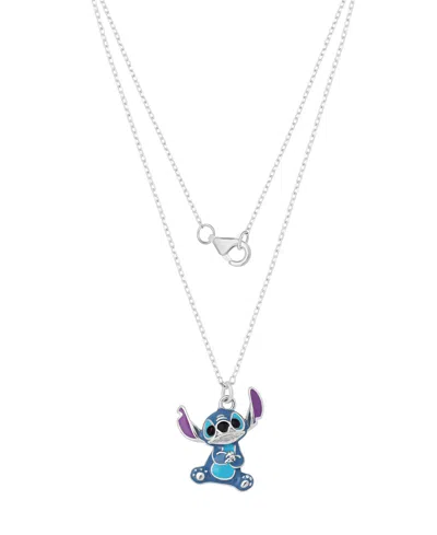 Disney 2-piece Stitch Necklace And Earrings Set In Sterling Silver In Blue