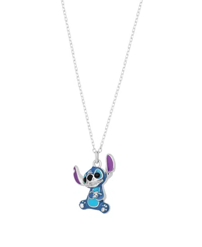 Disney 2-piece Stitch Necklace And Earrings Set In Sterling Silver In Blue