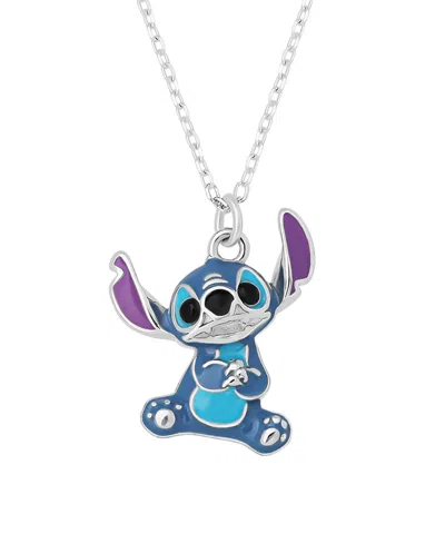 Disney 2-piece Stitch Necklace And Earrings Set In Sterling Silver In Blue