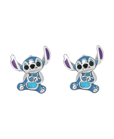 Disney 2-piece Stitch Necklace And Earrings Set In Sterling Silver In Blue