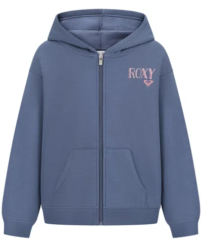 Roxy Girls' 7-16 Oversized Full-zip Long-sleeve Hoodie In Blue