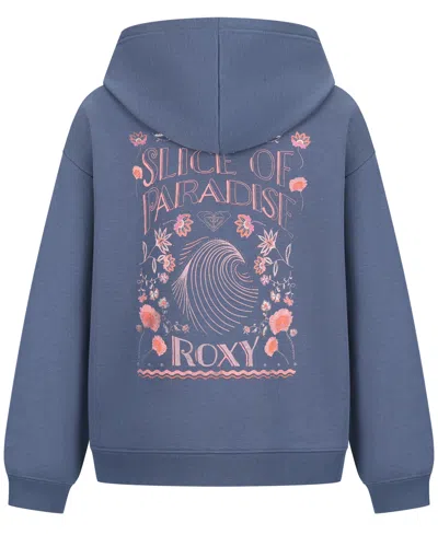 Roxy Girls' 7-16 Oversized Full-zip Long-sleeve Hoodie In Blue