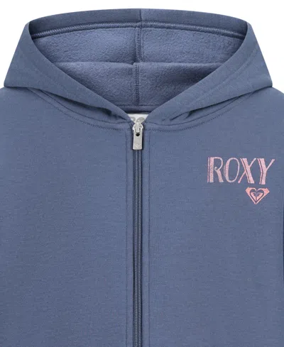 Roxy Girls' 7-16 Oversized Full-zip Long-sleeve Hoodie In Blue