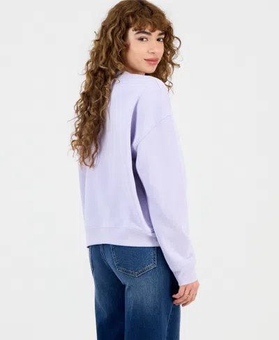 Grayson Threads, The Label Juniors' Diet Coke Bow Fleece Crewneck Sweatshirt In Purple