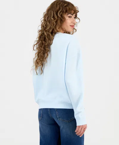 Grayson Threads, The Label Juniors' Hello Kitty Winter Grid Fleece Crewneck Sweatshirt In Blue