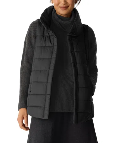 Eileen Fisher Women's Stand Collar Sleeveless Vest, Regular And Plus In Black