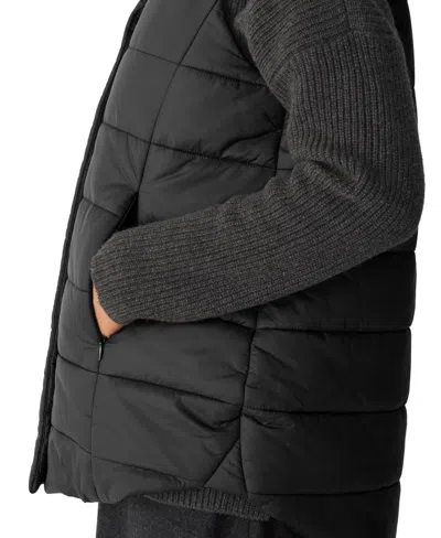 Eileen Fisher Women's Stand Collar Sleeveless Vest, Regular And Plus In Black