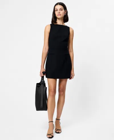 French Connection Fcuk Women's Whisper Square Neck Long-sleeve Mini Dress In Black