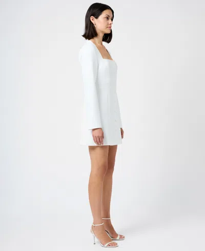 French Connection Whisper Square Neck Long Sleeve Mini Dress In White
