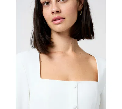 French Connection Whisper Square Neck Long Sleeve Mini Dress In White