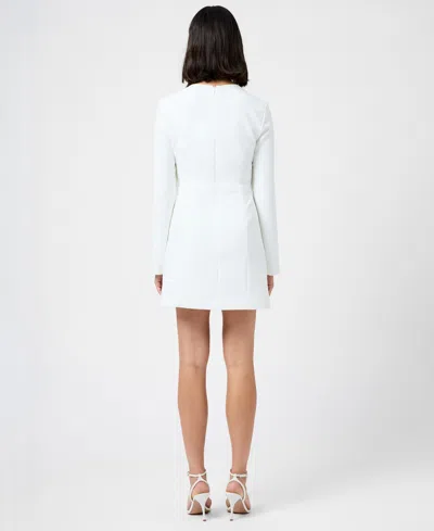 French Connection Whisper Square Neck Long Sleeve Mini Dress In White