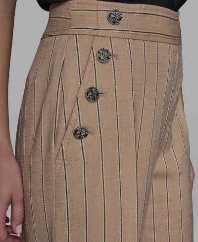 Karl Lagerfeld Women's Mid Rise Striped Straight Leg Pants In Brown