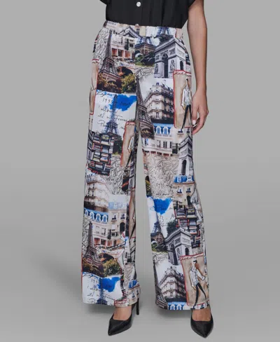Karl Lagerfeld Women's City Scene Printed Pull-on Pants In Multi