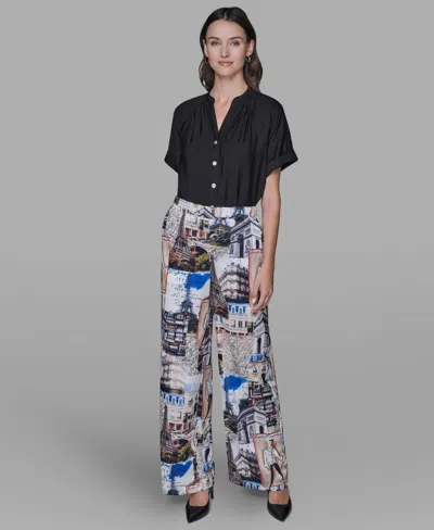 Karl Lagerfeld Women's City Scene Printed Pull-on Pants In Multi