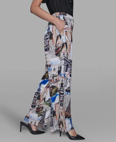 Karl Lagerfeld Women's City Scene Printed Pull-on Pants In Multi
