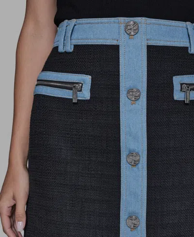 Karl Lagerfeld Women's Tweed Denim Mini Skirt In Multi