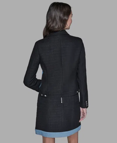 Karl Lagerfeld Women's Tweed And Denim Long-sleeve Blazer