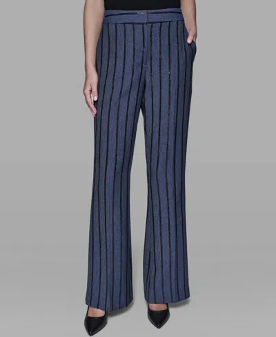 Karl Lagerfeld Women's Mid Rise Striped Sequin Pants
