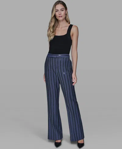 Karl Lagerfeld Women's Mid Rise Striped Sequin Pants
