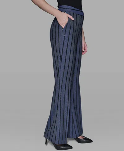 Karl Lagerfeld Women's Mid Rise Striped Sequin Pants